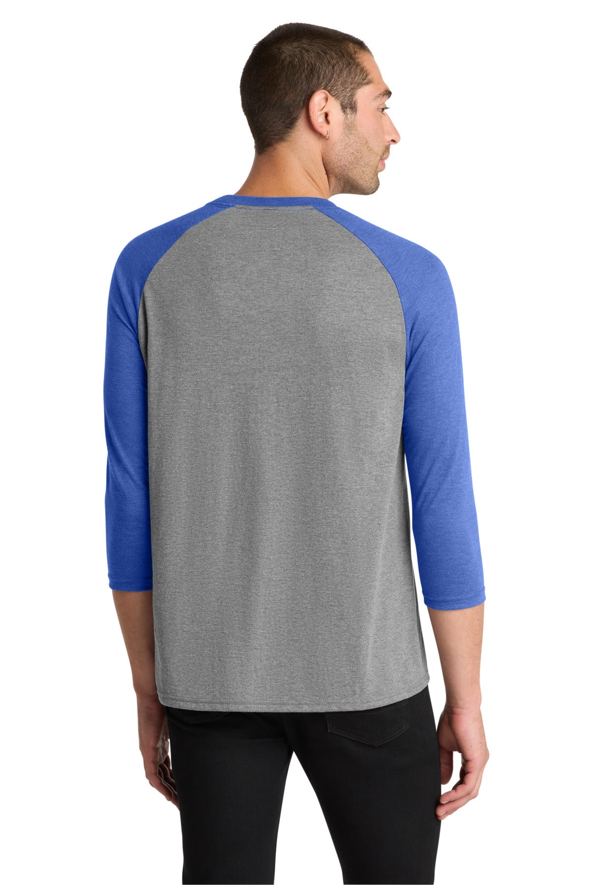 Custom Embroidered District T-Shirts  in Royal Frost/ Grey Frost