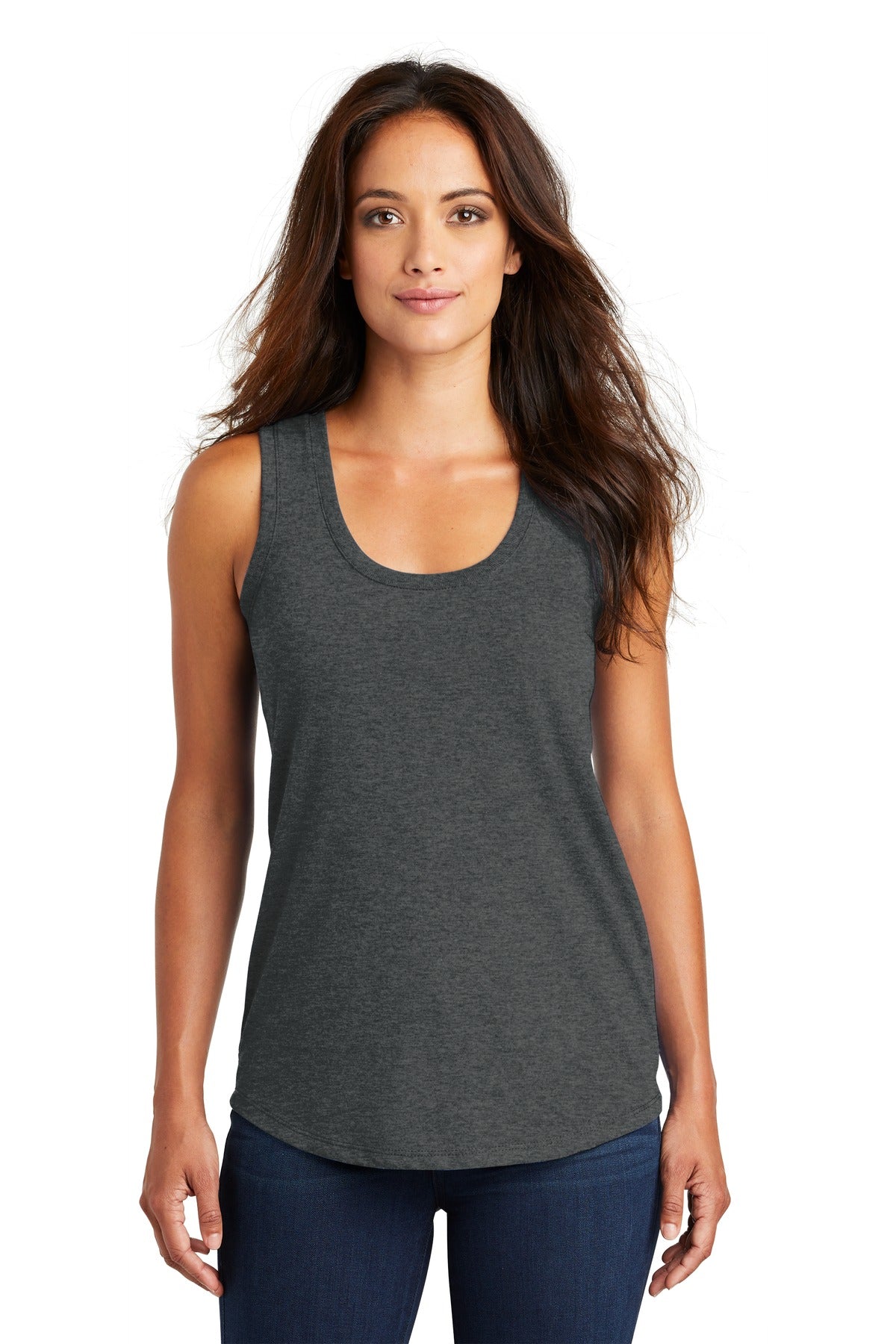 District  Women's Perfect Tri Racerback Tank. DM138L Black Frost