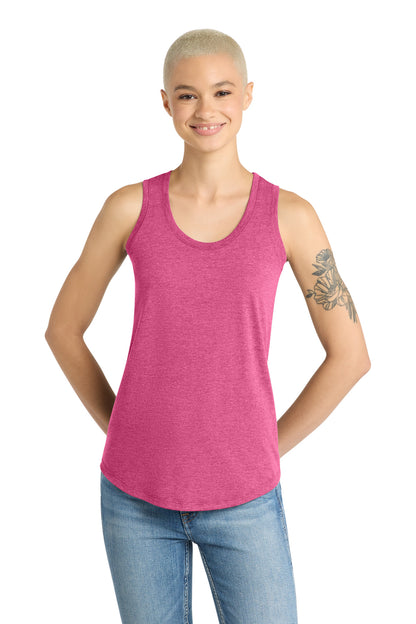 Custom Embroidered District T-Shirts  in Fuchsia Frost
