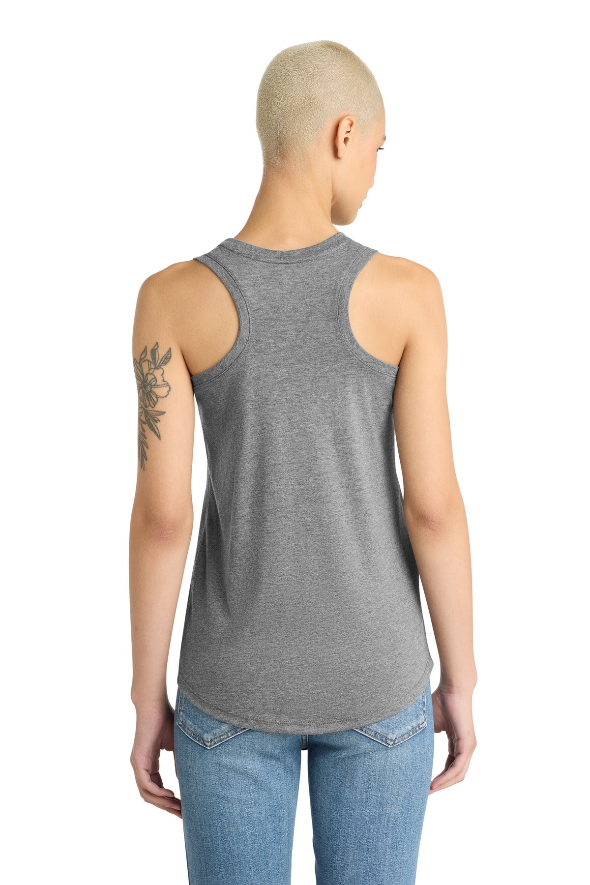 Custom Embroidered District T-Shirts  in Grey Frost