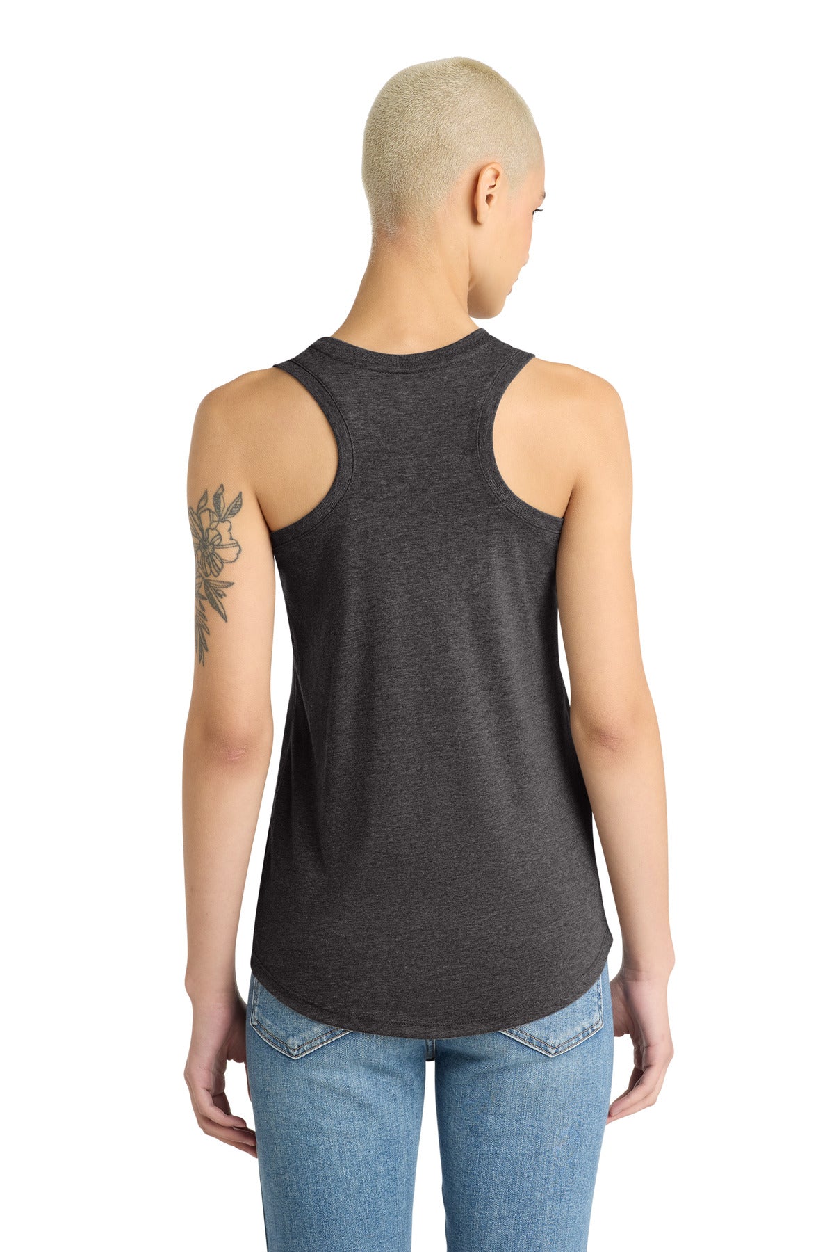 Custom Embroidered District T-Shirts  in Heathered Charcoal