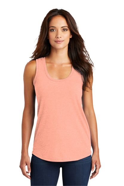District  Women's Perfect Tri Racerback Tank. DM138L Heathered Dusty Peach
