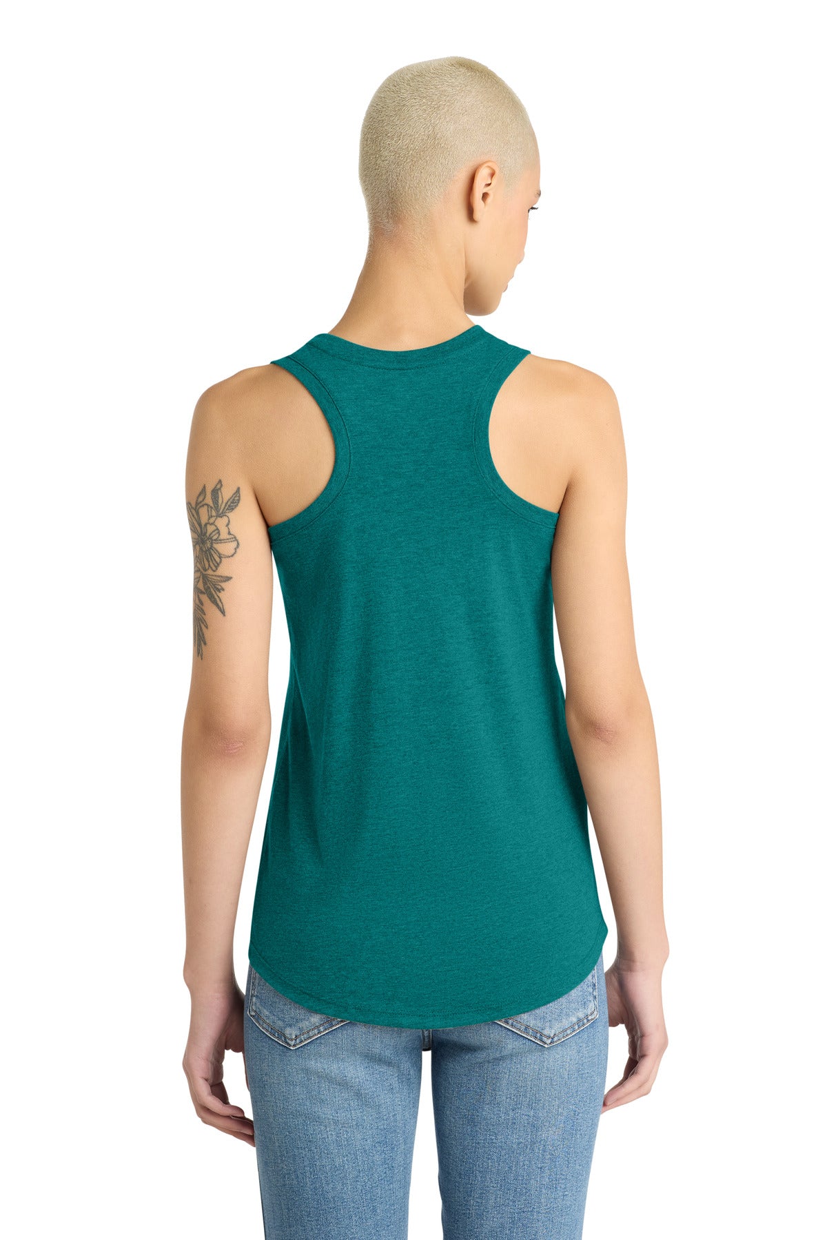 Custom Embroidered District T-Shirts  in Heathered Teal