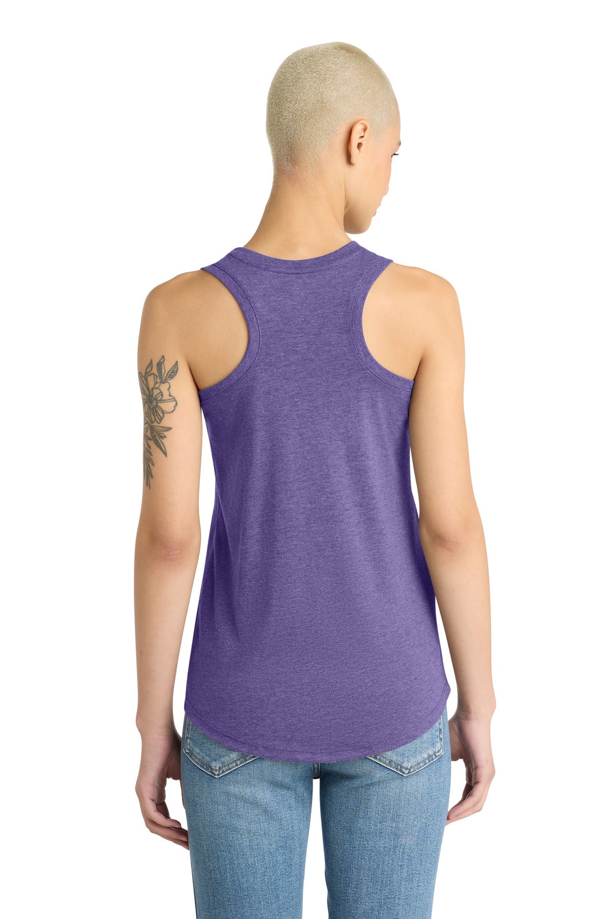 Custom Embroidered District T-Shirts  in Purple Frost