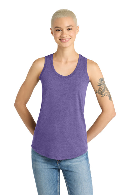 Custom Embroidered District T-Shirts  in Purple Frost