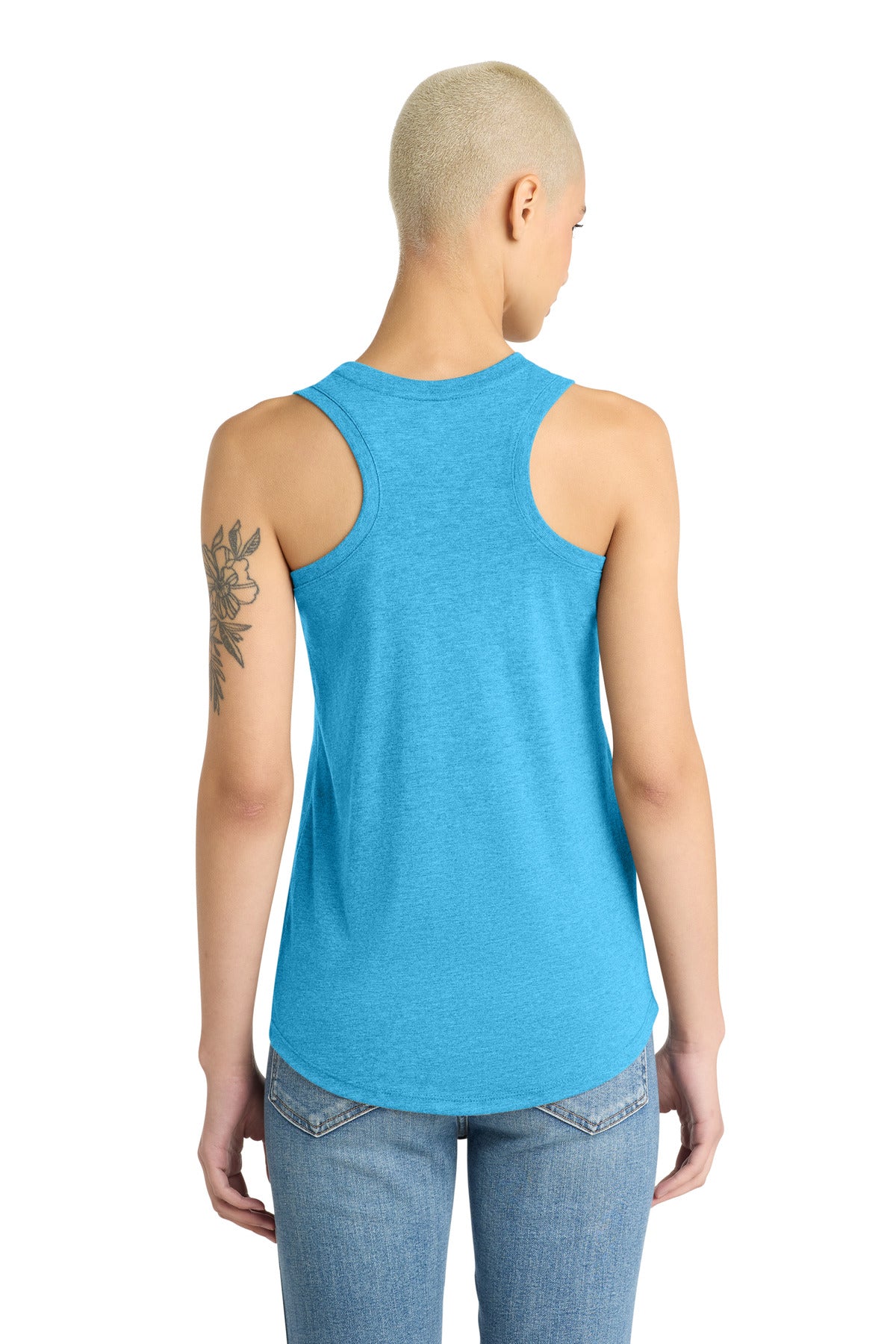 Custom Embroidered District T-Shirts  in Turquoise Frost