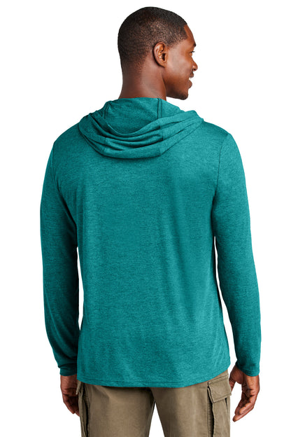 Custom Embroidered District Perfect Tri Long Sleeve Hoodie. DM139,Heathered Teal