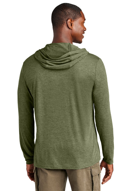Custom Embroidered District Perfect Tri Long Sleeve Hoodie. DM139,Military Green Frost