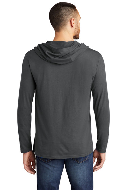 Custom Embroidered District Perfect Tri Long Sleeve Hoodie. DM139,Charcoal