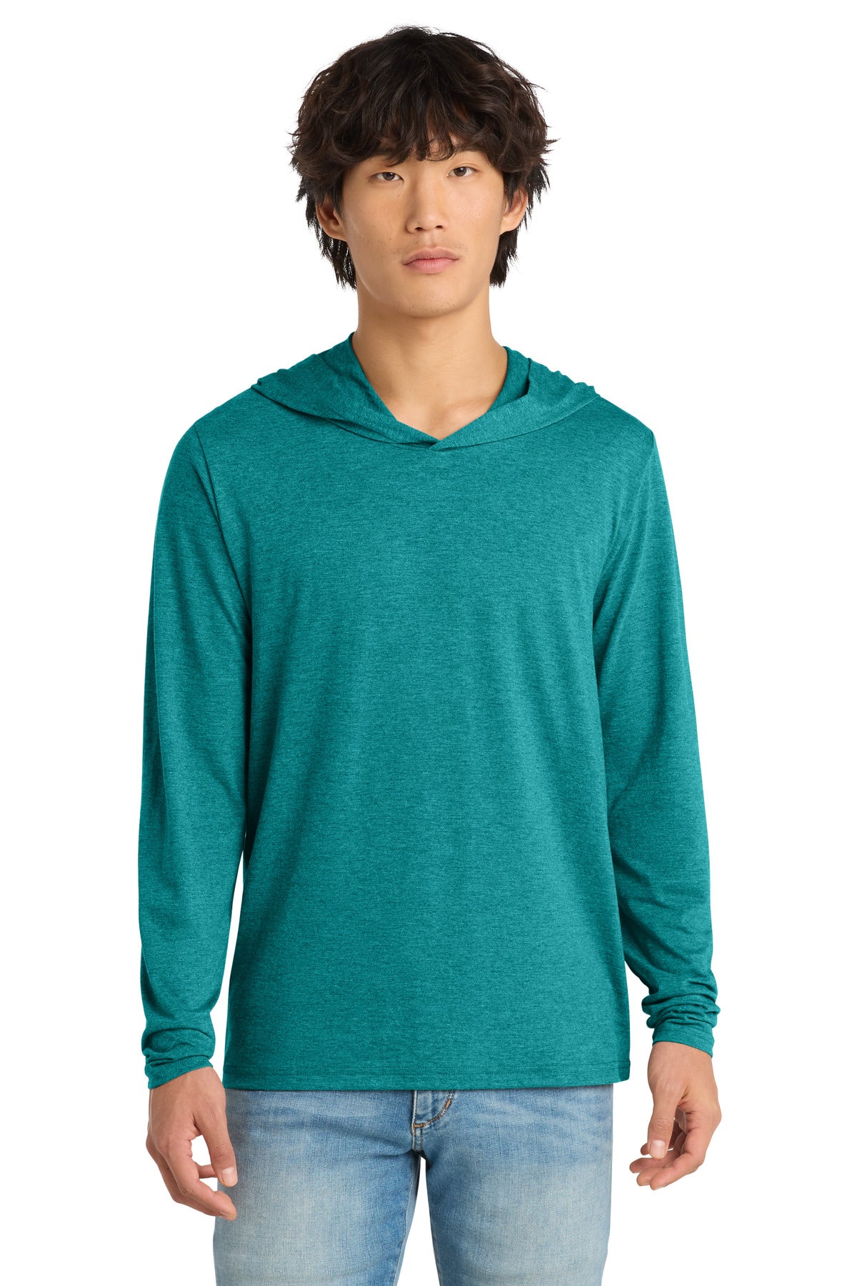 Custom Embroidered District T-Shirts  in Heathered Teal