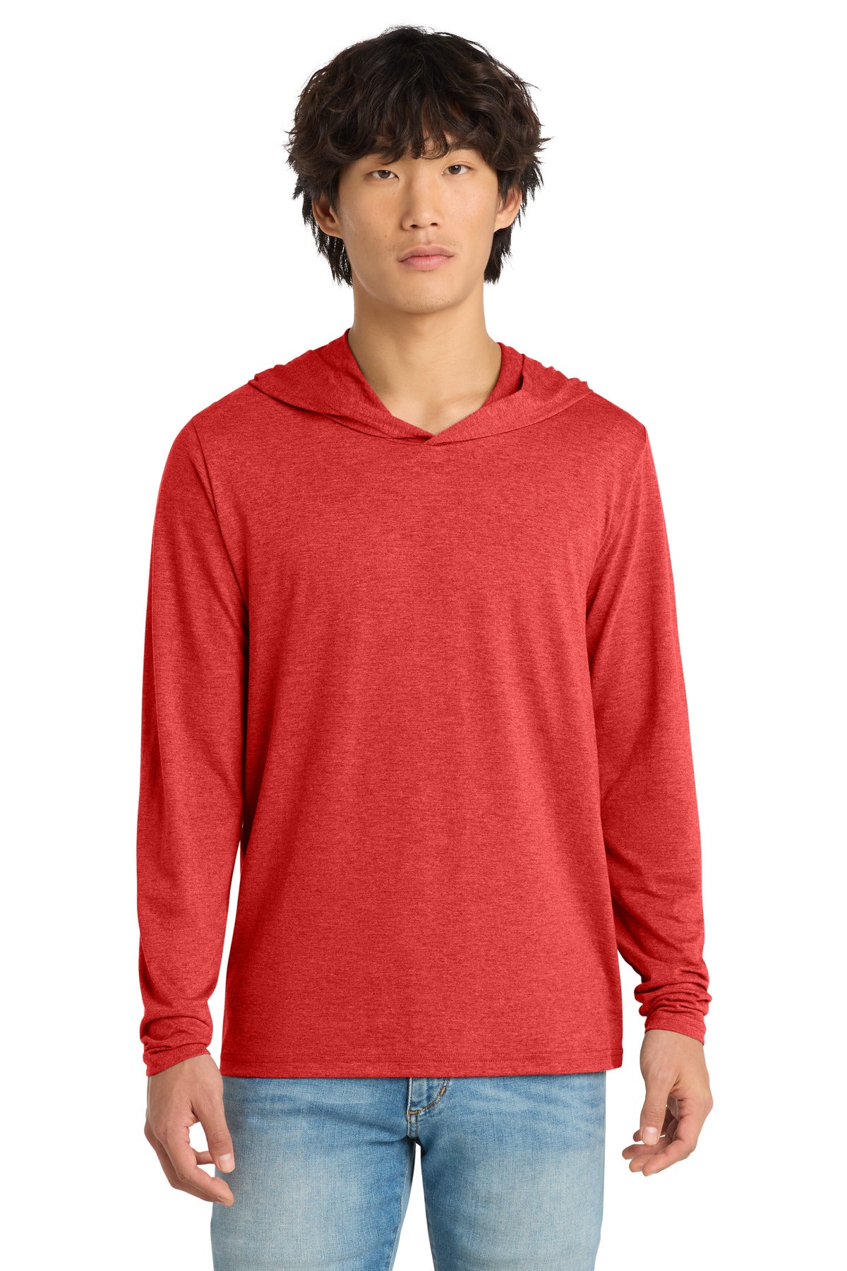 Custom Embroidered District T-Shirts  in Red Frost