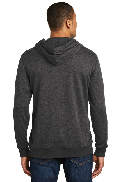 Custom Embroidered District Lightweight Fleece Hoodie. DM391,Heathered Black