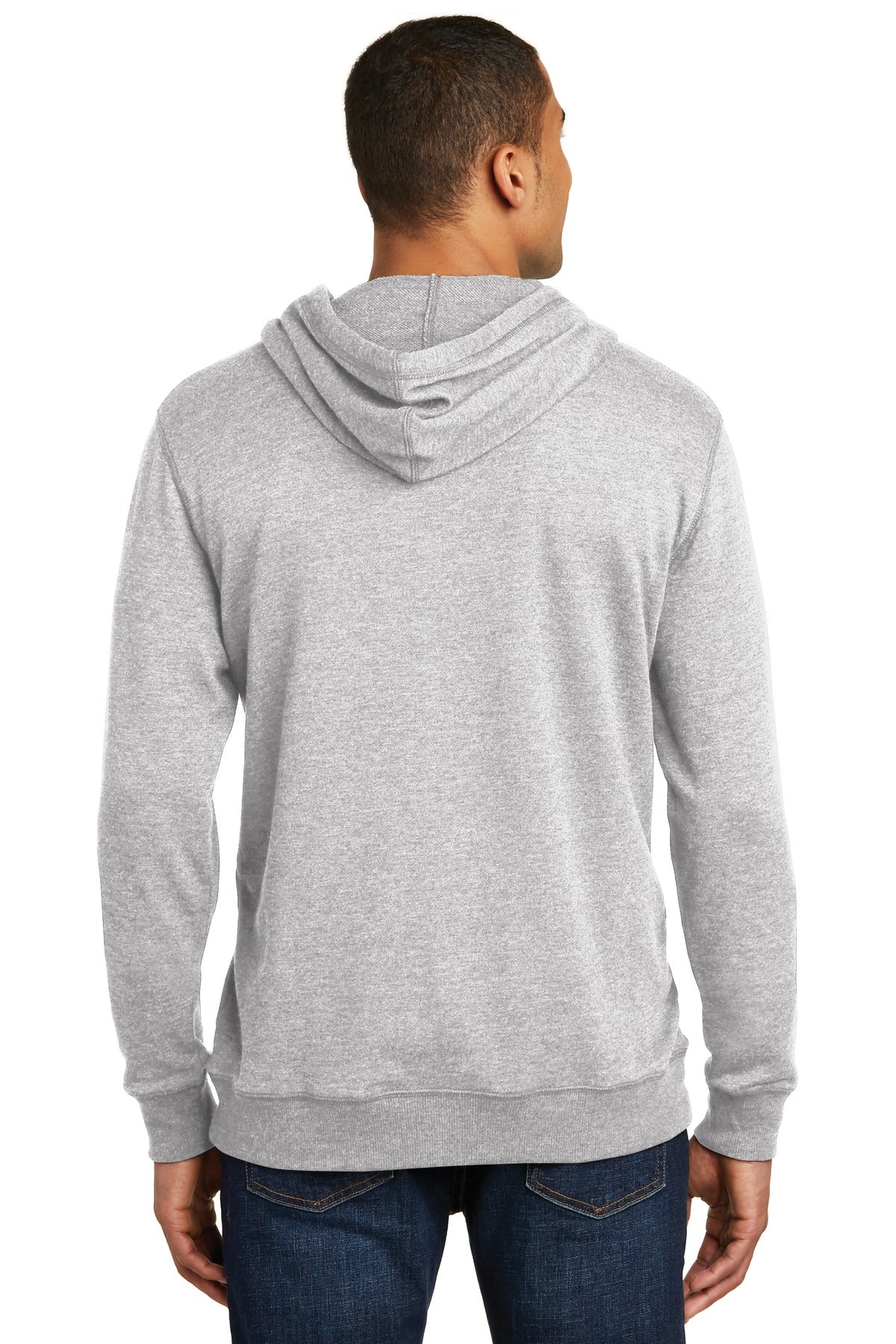 Custom Embroidered District Lightweight Fleece Hoodie. DM391,Heathered Grey