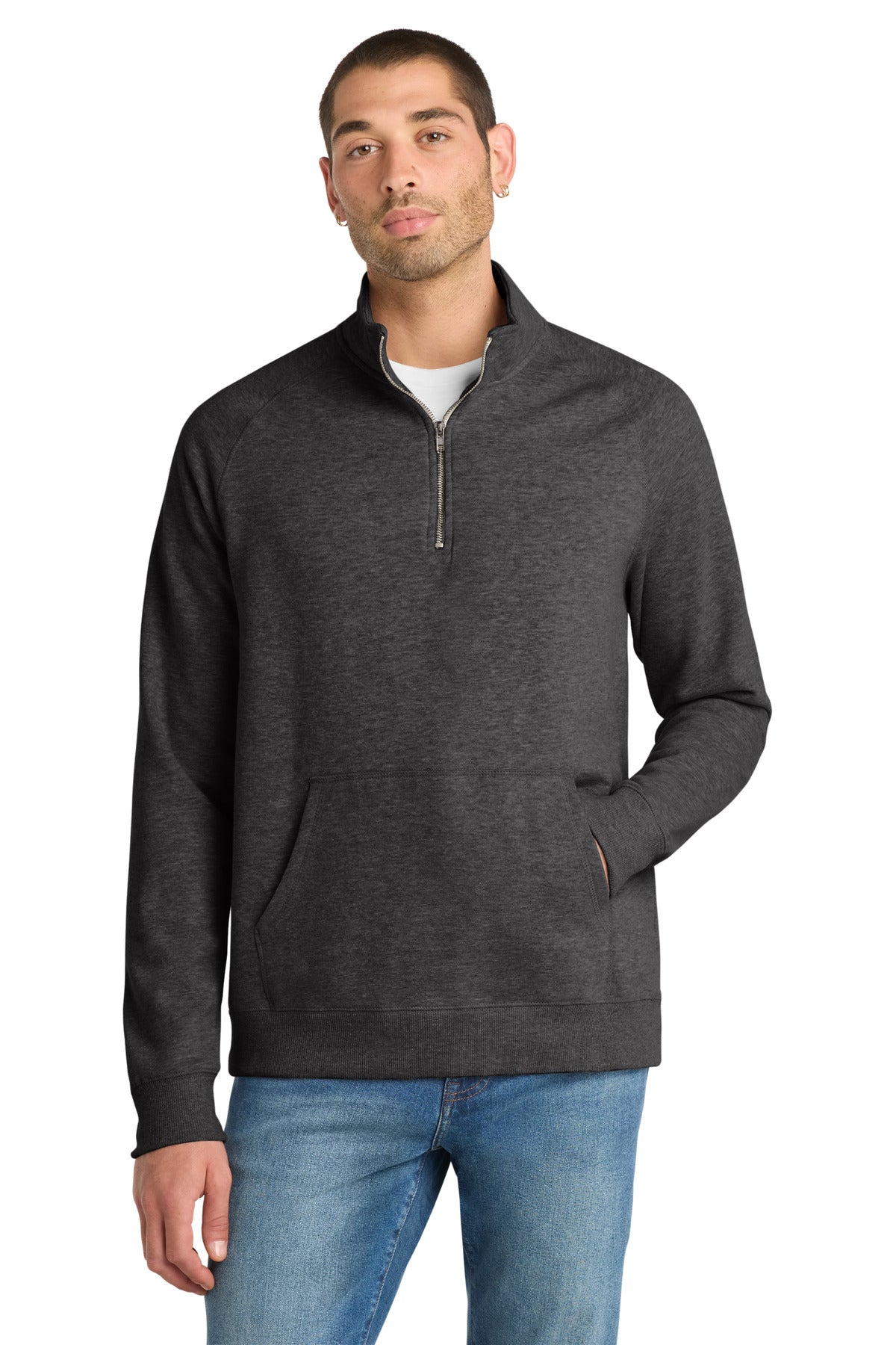 Custom Embroidered District Sweatshirts in Heathered Black