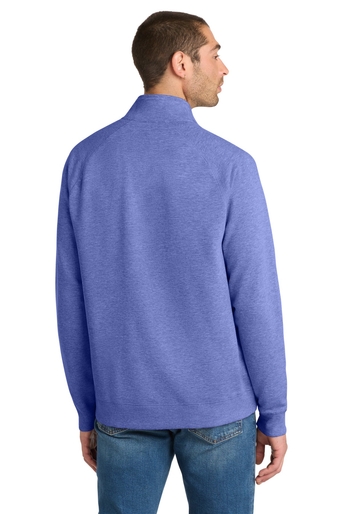 Custom Embroidered District Sweatshirts in Heathered Deep Royal