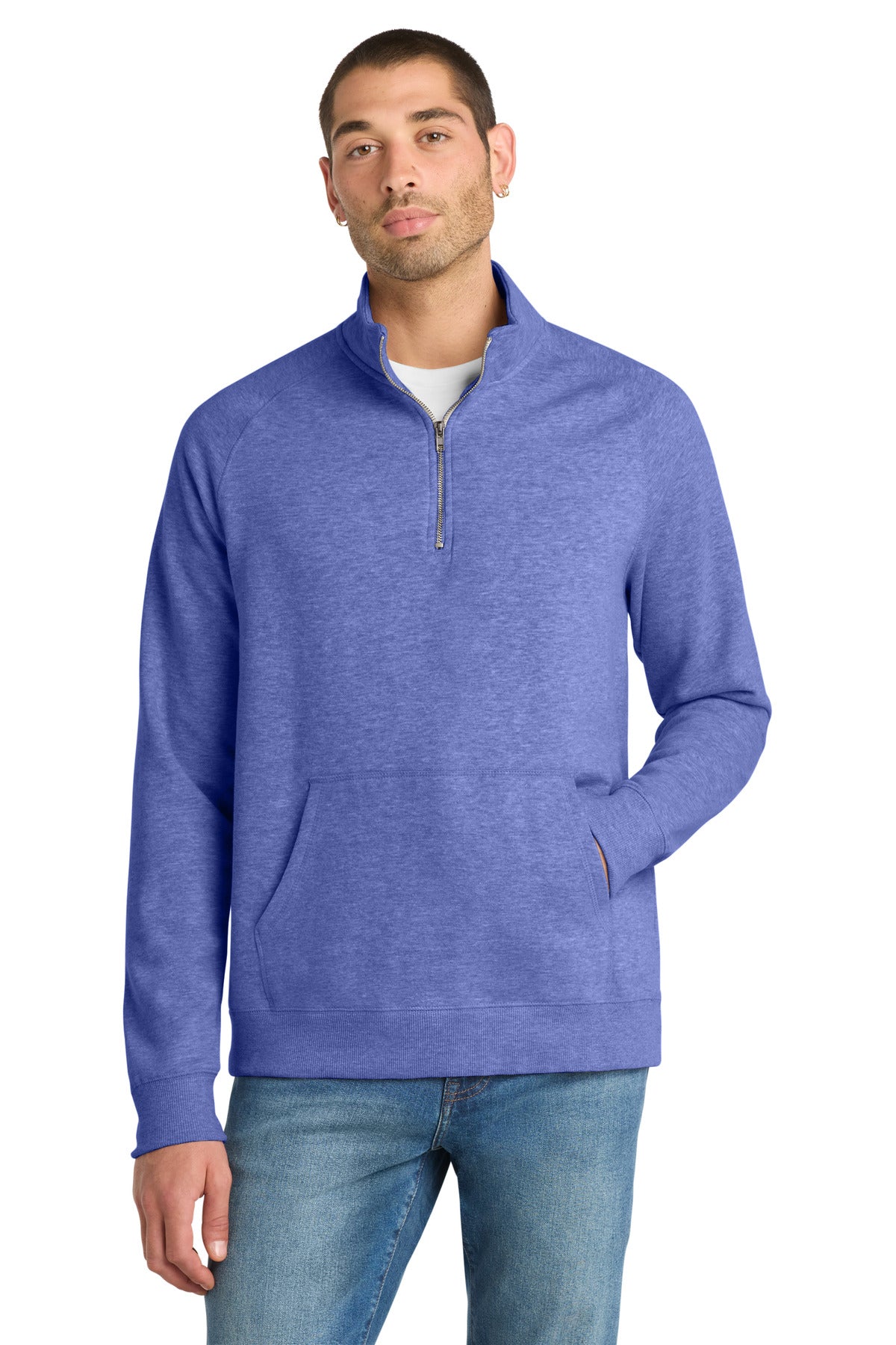 Custom Embroidered District Sweatshirts in Heathered Deep Royal