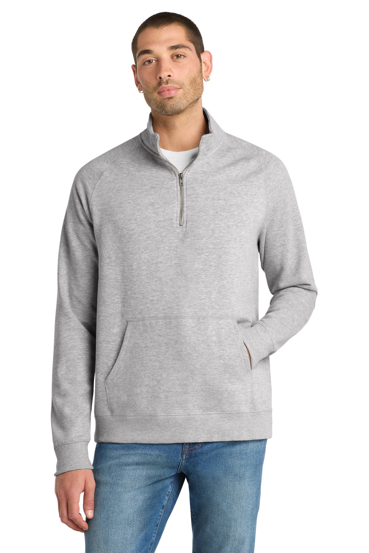 Custom Embroidered District Sweatshirts in Heathered Grey