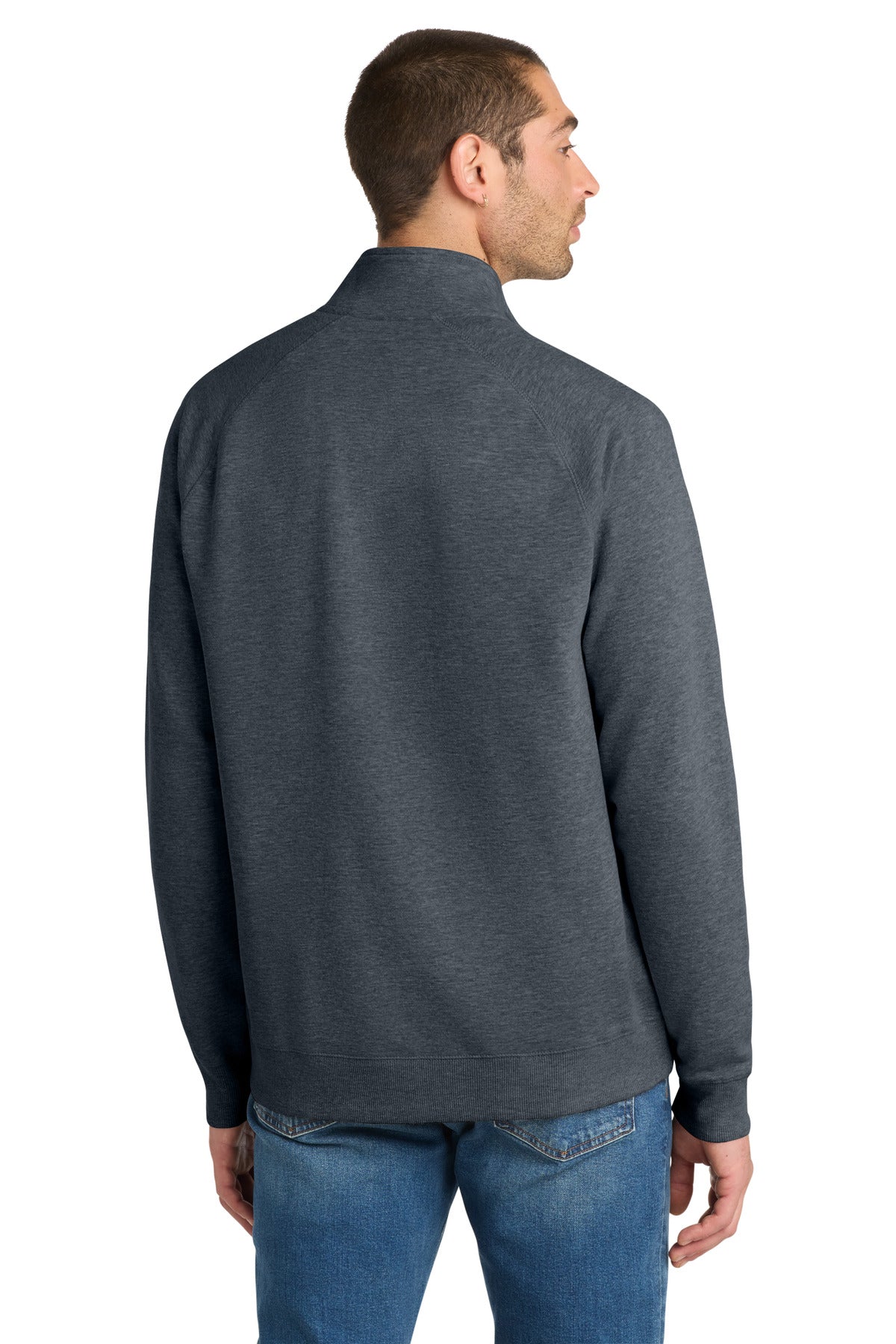 Custom Embroidered District Sweatshirts in Heathered Navy