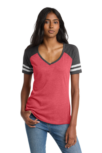 Custom Embroidered District T-Shirts  in Heathered Red/ Heathered Charcoal