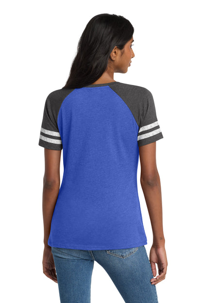 Custom Embroidered District T-Shirts  in Heathered True Royal/ Heathered Charcoal