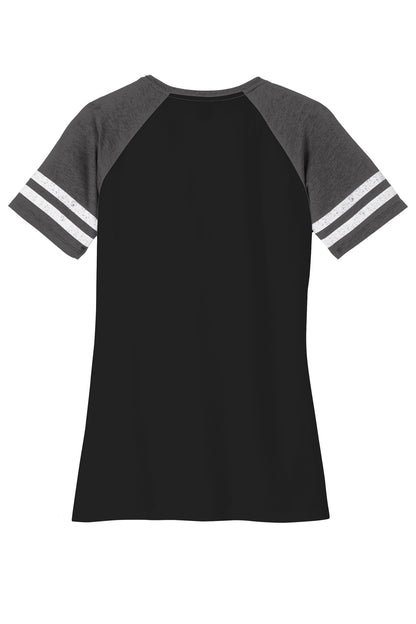 Custom Embroidered District T-Shirts  in Black/ Heathered Charcoal