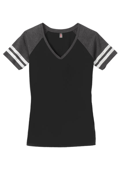 Custom Embroidered District T-Shirts  in Black/ Heathered Charcoal
