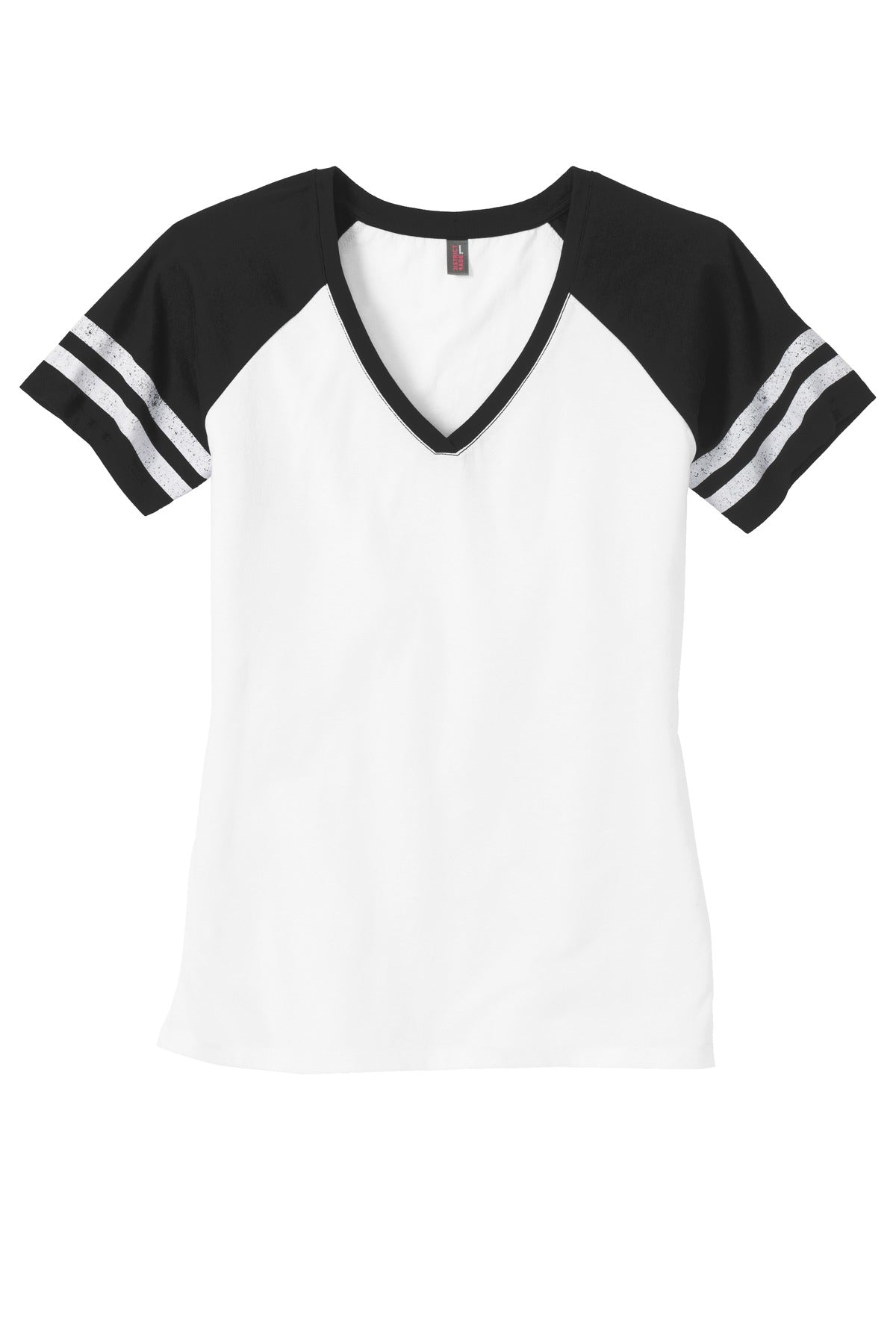 Custom Embroidered District T-Shirts  in White/ Black