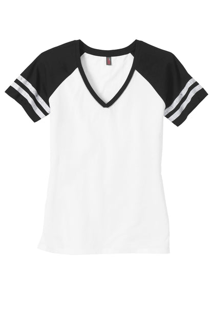 Custom Embroidered District T-Shirts  in White/ Black