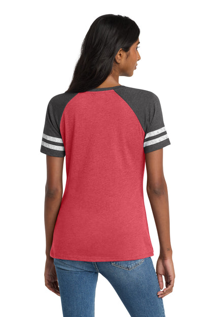 Custom Embroidered District T-Shirts  in Heathered Red/ Heathered Charcoal