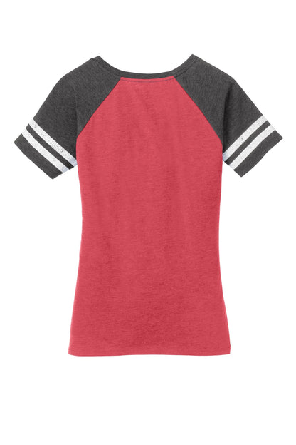 Custom Embroidered District T-Shirts  in Heathered Red/ Heathered Charcoal