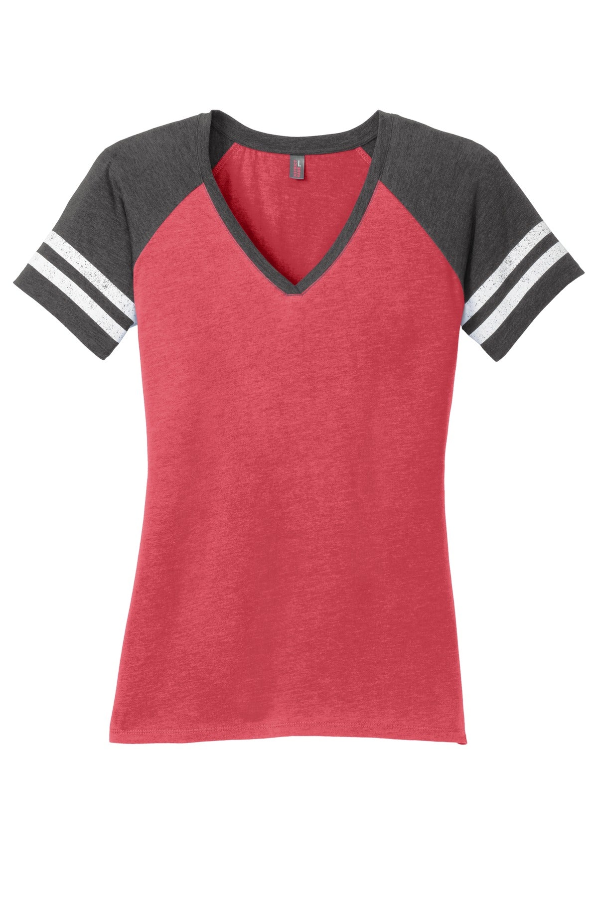 Custom Embroidered District T-Shirts  in Heathered Red/ Heathered Charcoal
