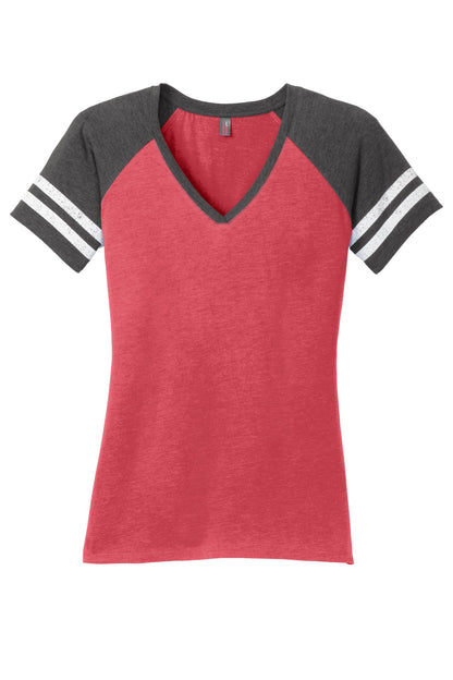 Custom Embroidered District T-Shirts  in Heathered Red/ Heathered Charcoal