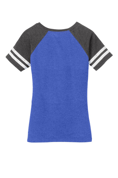 Custom Embroidered District T-Shirts  in Heathered True Royal/ Heathered Charcoal