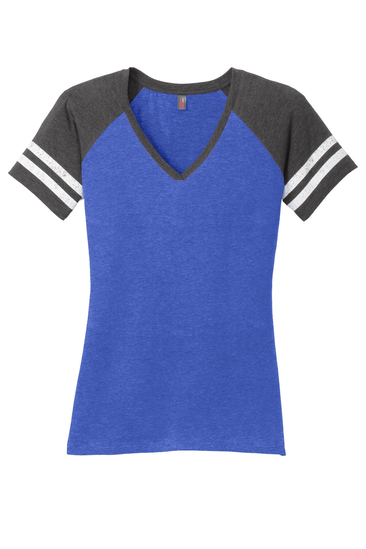Custom Embroidered District T-Shirts  in Heathered True Royal/ Heathered Charcoal