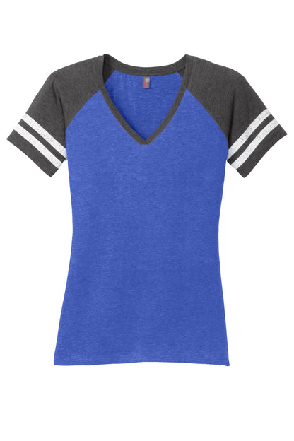 Custom Embroidered District T-Shirts  in Heathered True Royal/ Heathered Charcoal