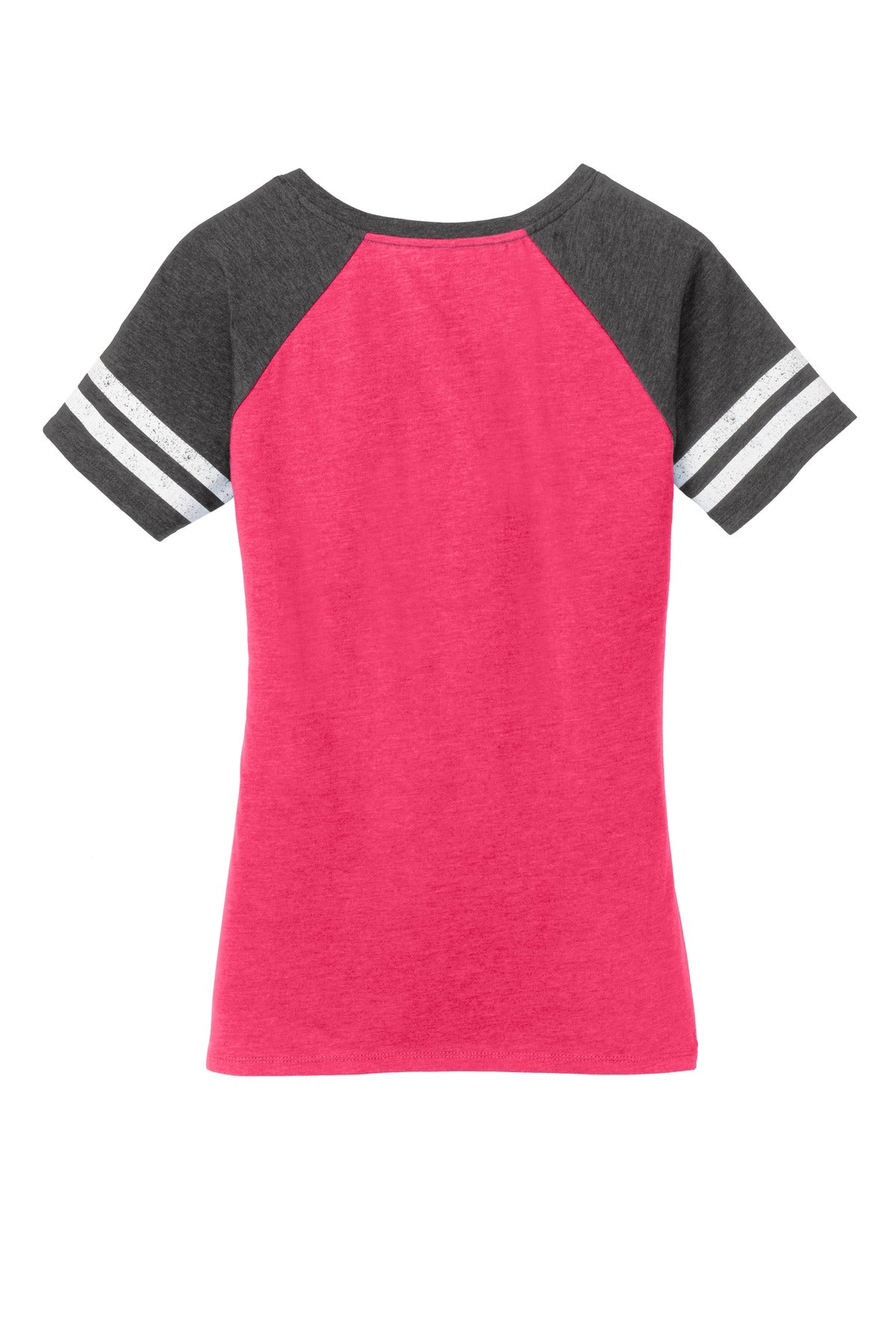 Custom Embroidered District T-Shirts  in Heathered Watermelon/ Heathered Charcoal