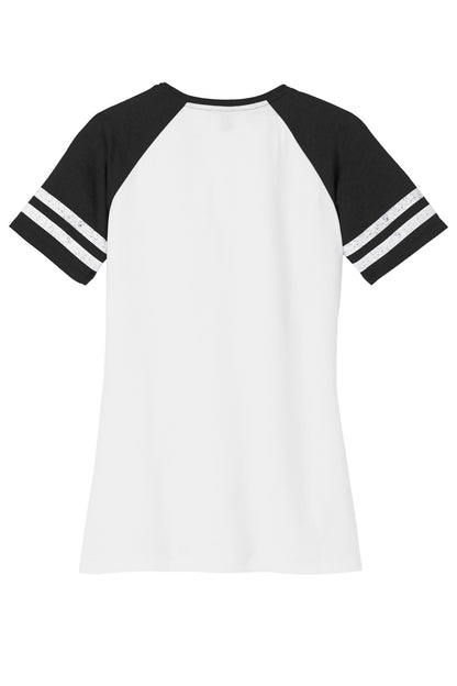 Custom Embroidered District T-Shirts  in White/ Black