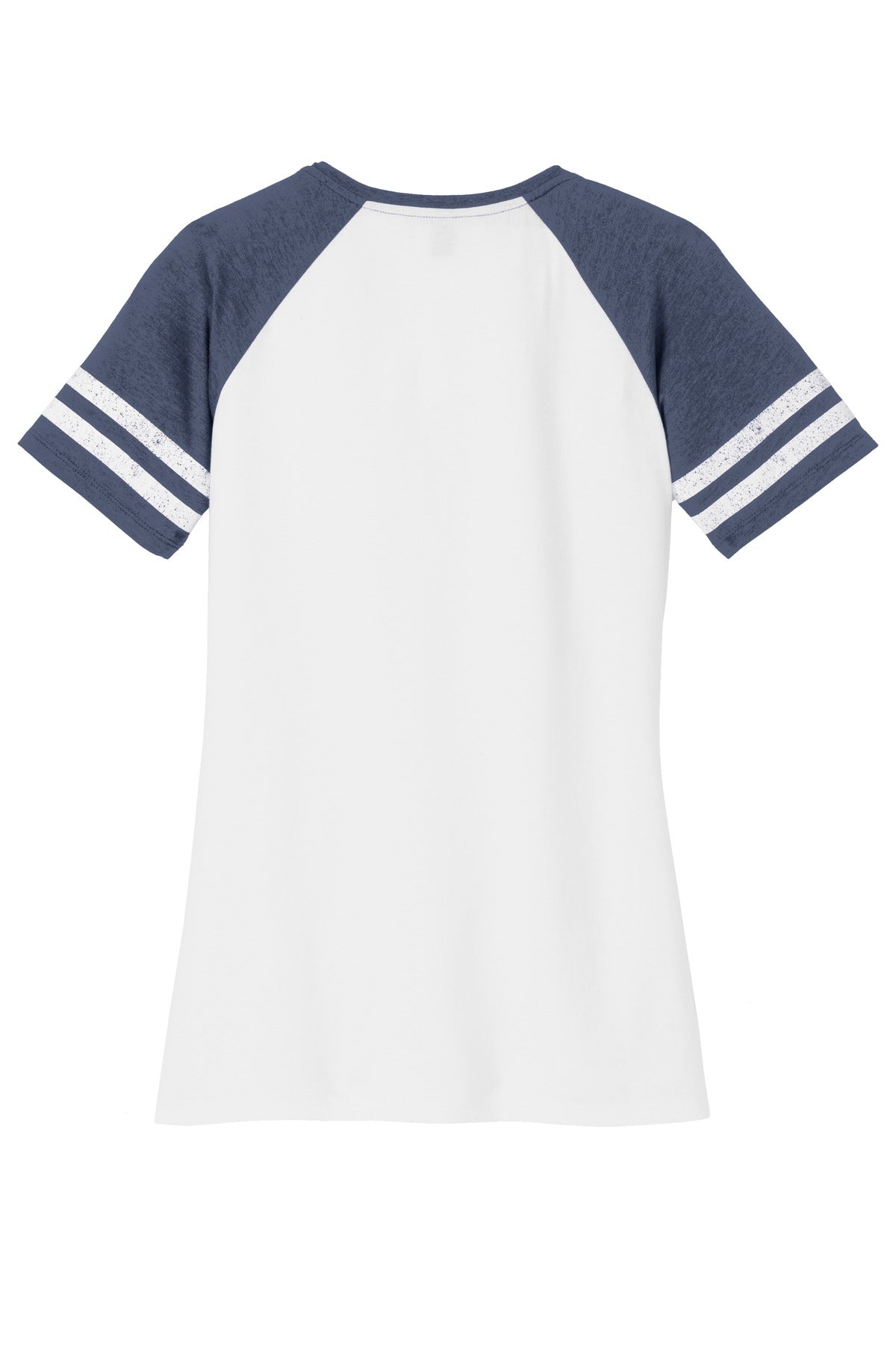 Custom Embroidered District T-Shirts  in White/ Heathered True Navy