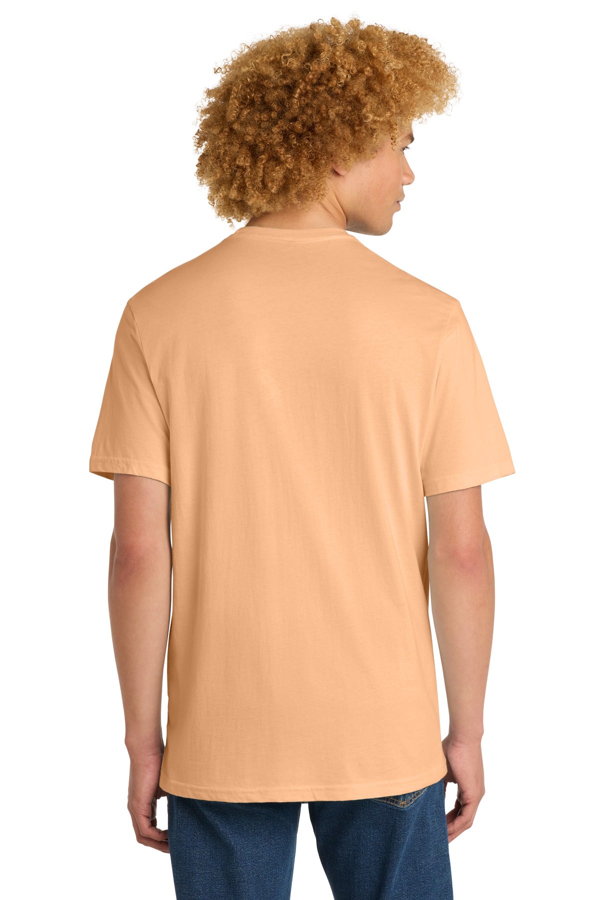 Custom Embroidered District T-Shirts  in Apricot