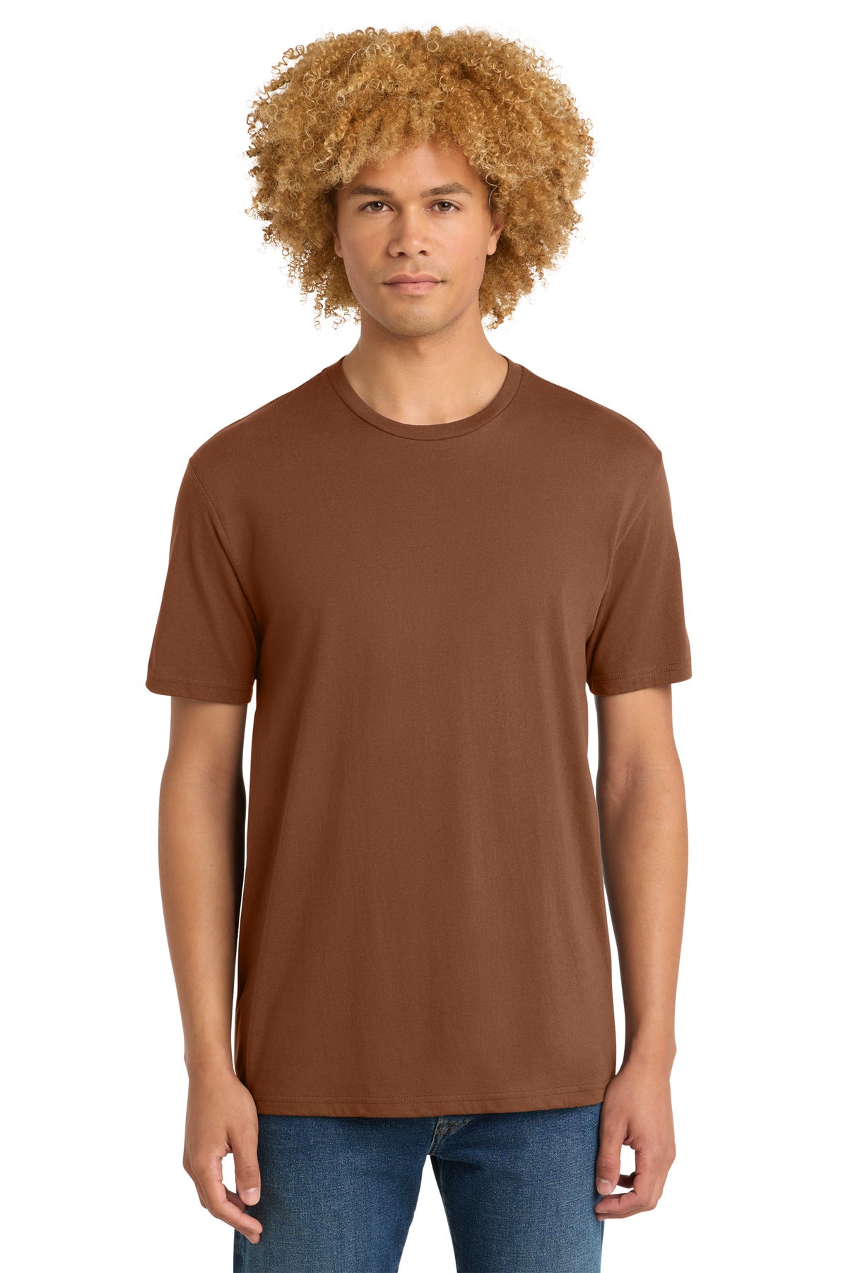 Custom Embroidered District T-Shirts  in Baked Clay