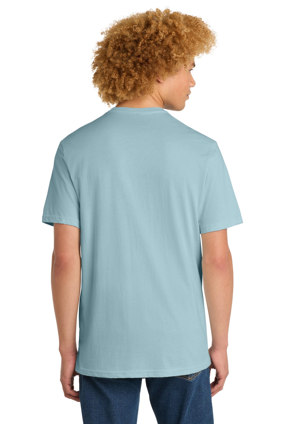 Custom Embroidered District T-Shirts  in Blue Fog