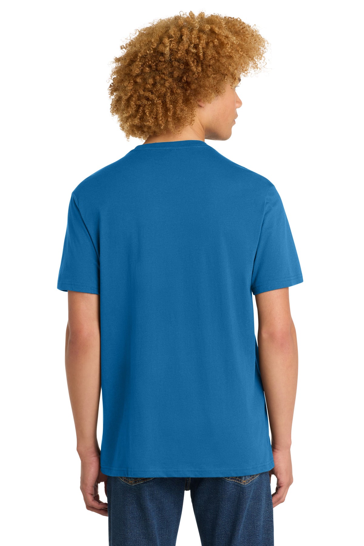 Custom Embroidered District T-Shirts  in Bright Blue
