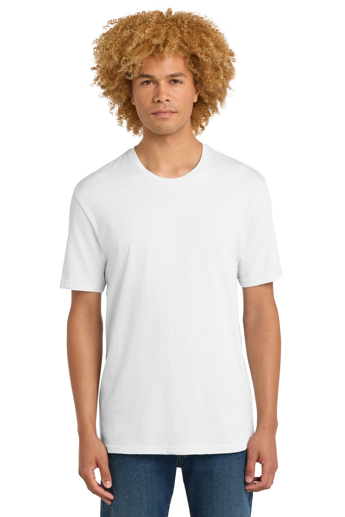 Custom Embroidered District T-Shirts  in Bright White