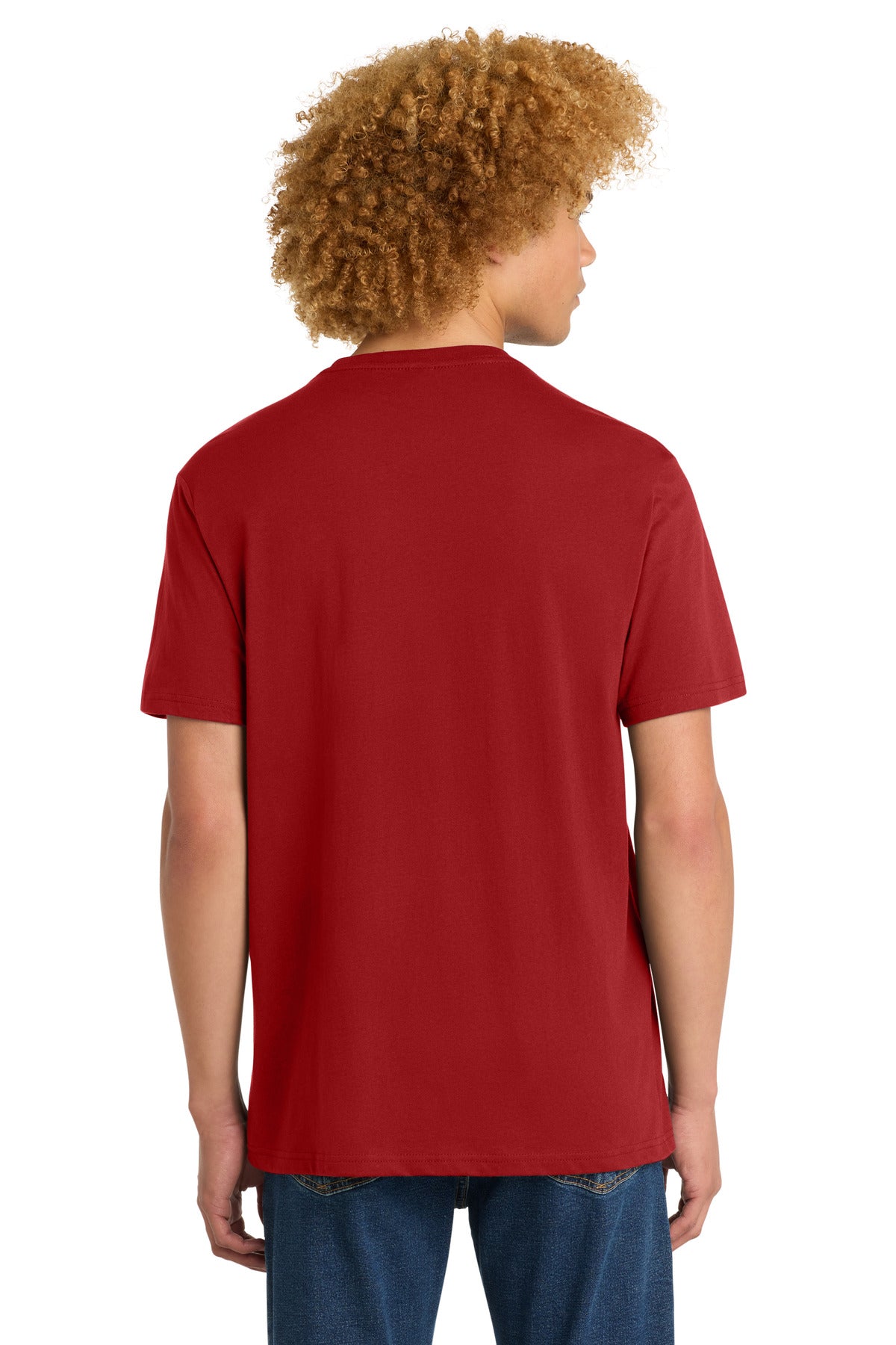 Custom Embroidered District T-Shirts  in Classic Red