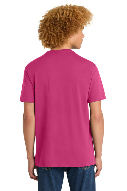 Custom Embroidered District T-Shirts  in Dark Fuchsia