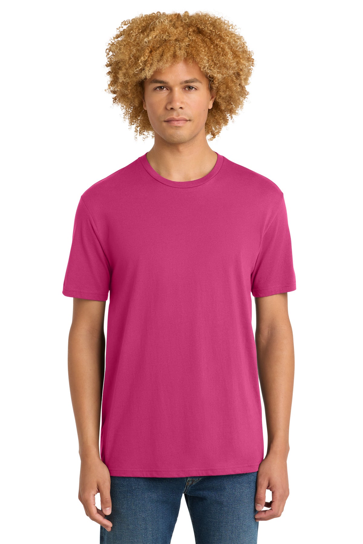 Custom Embroidered District T-Shirts  in Dark Fuchsia