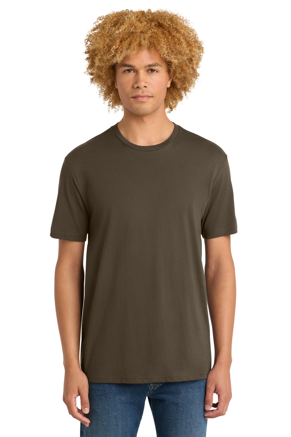 Custom Embroidered District T-Shirts  in Dark Mocha