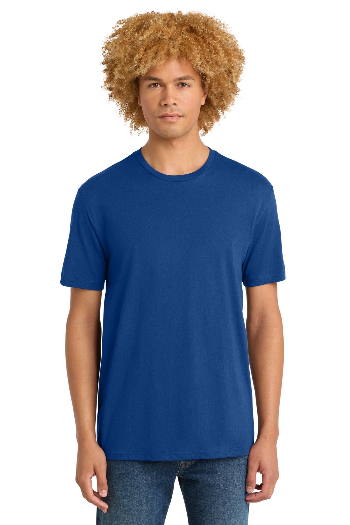 Custom Embroidered District T-Shirts  in Deep Royal