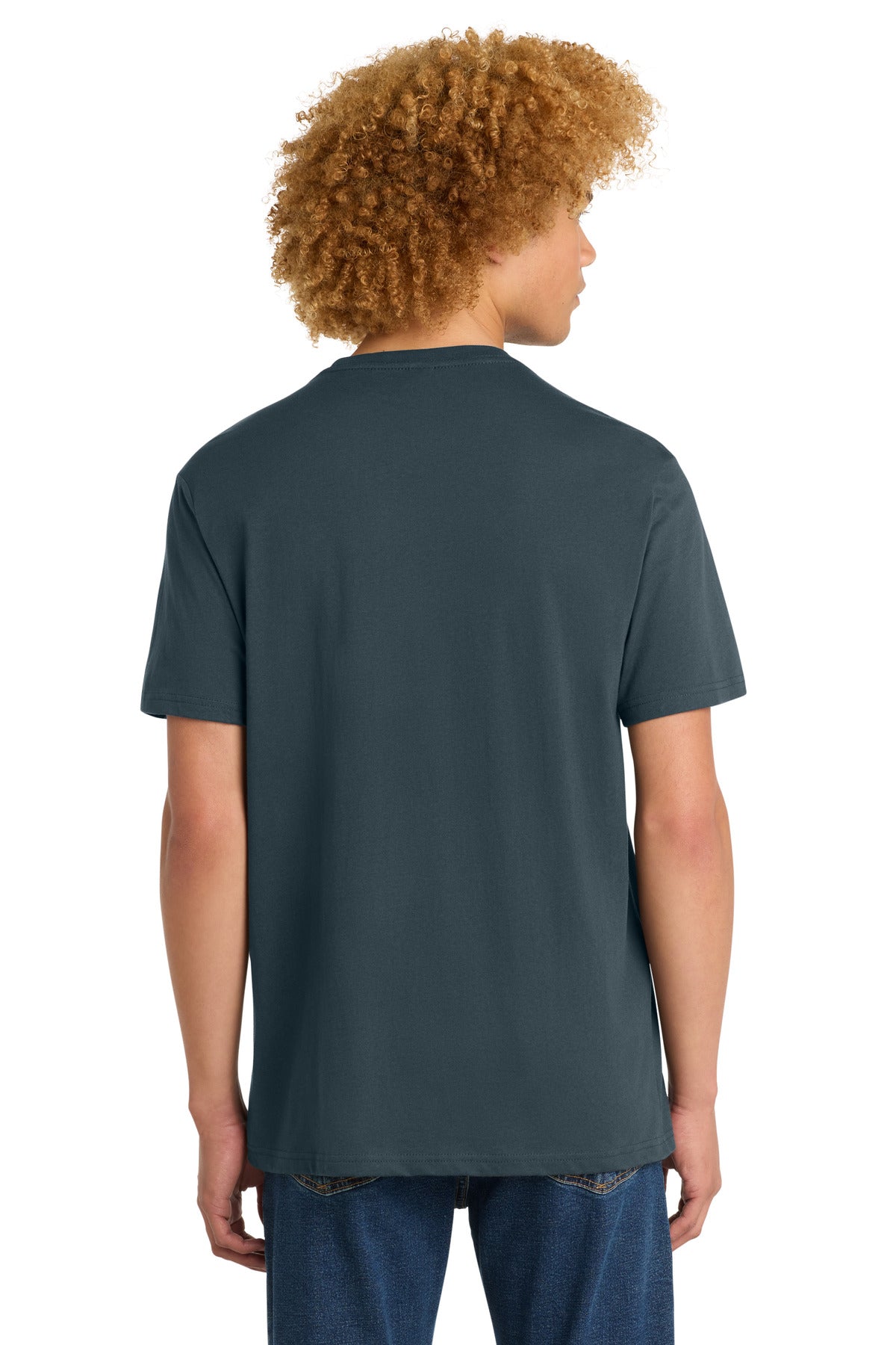 Custom Embroidered District T-Shirts  in Deep Steel Blue