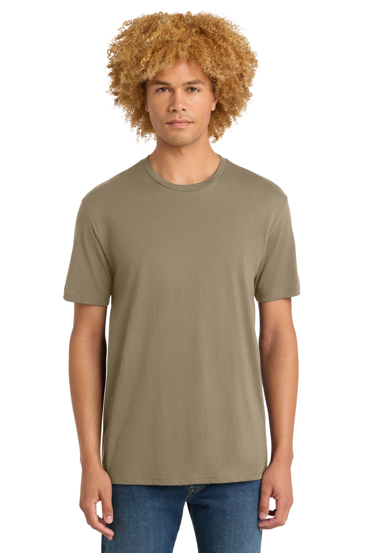 Custom Embroidered District T-Shirts  in Dune